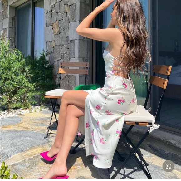 ZARA SATIN EFFECT PRINT DRESS - Picture 12 of 14